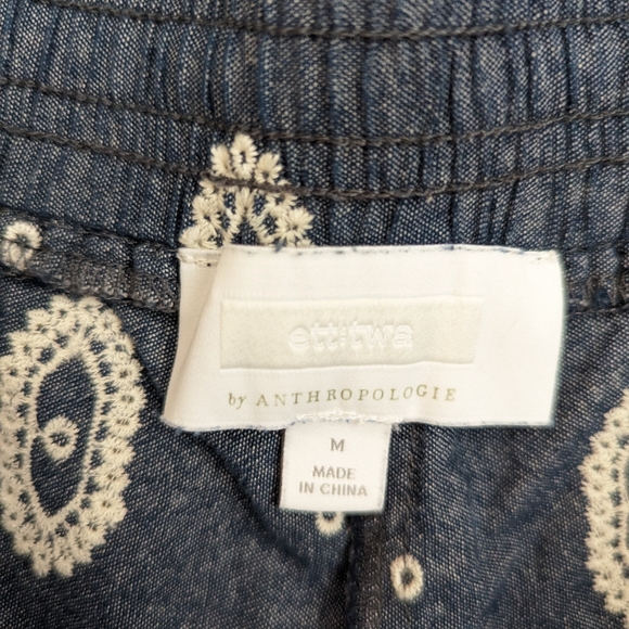 Ettitwa by Anthropologie Paisley Eyelet Chambray Shorts Size Medium/Large - Picture 6 of 6